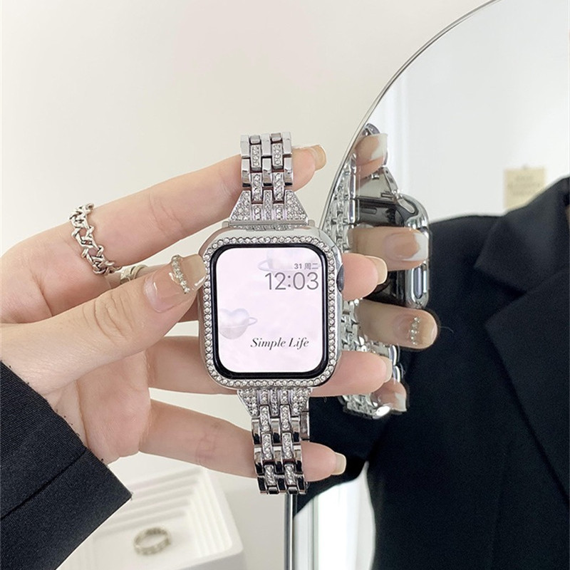 Pc6アップルウォッチキラキラケースカバーApple Watchバンドステンレス-